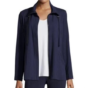 Eileen Fisher Woman Navy Lightweight Cotton Jersey Knit Jacket Size 1X Casual